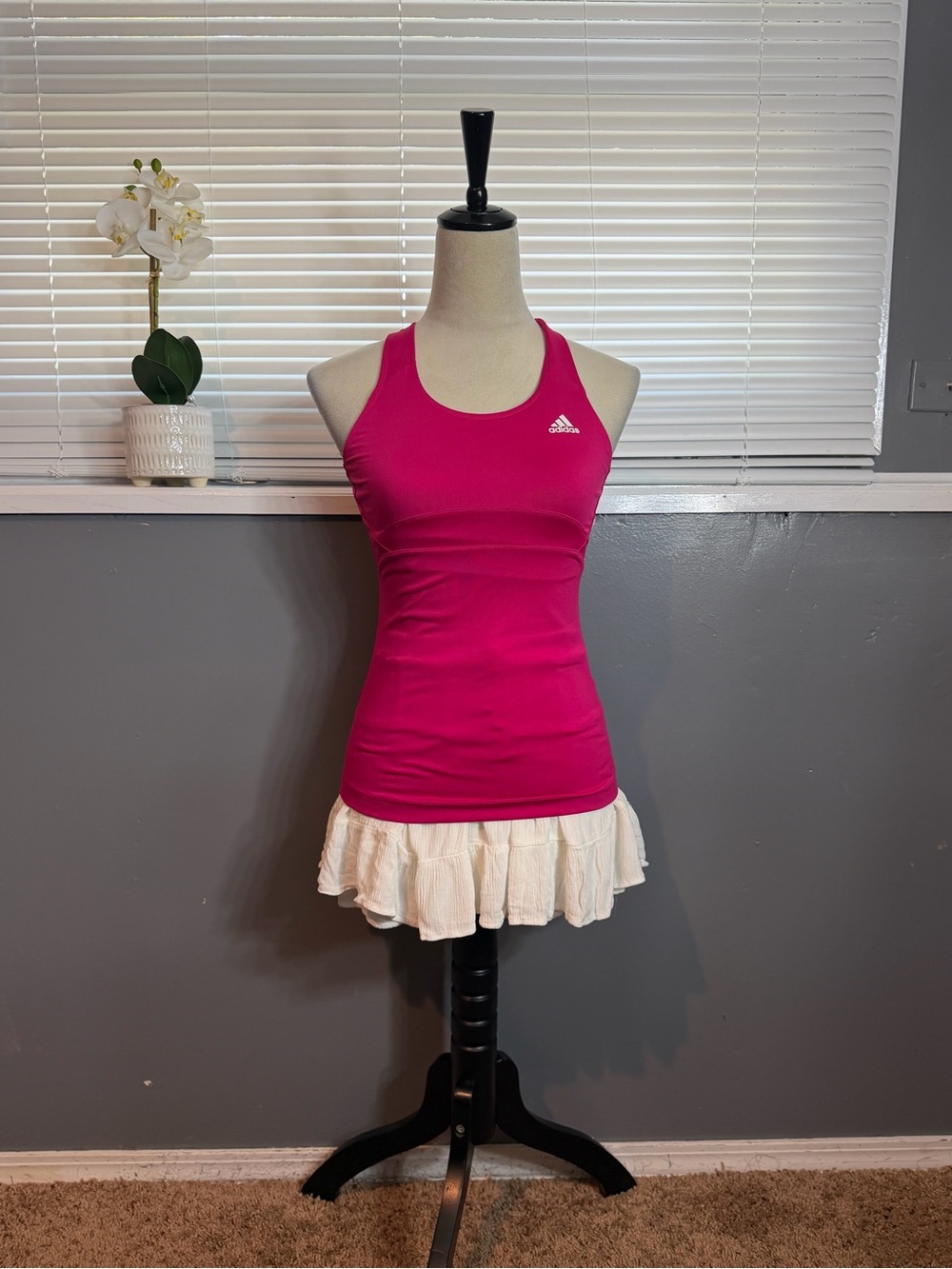 Adidas Hot Pink Racerback Athletic Tank Top Small Y2K Sporty